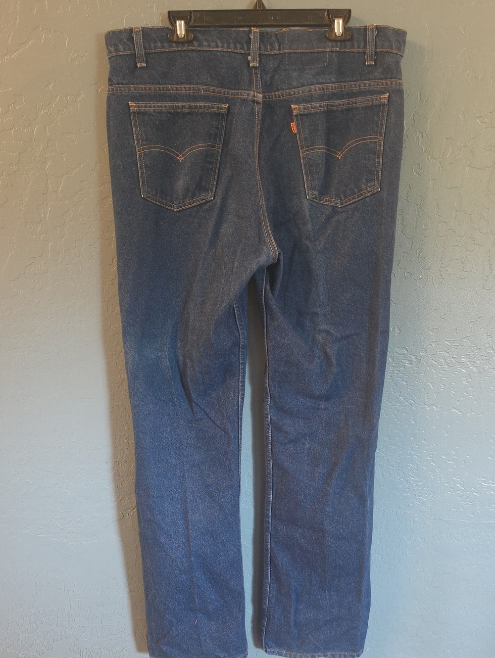 VTG Made In USA Orange Tab Levi's Men's Straight Jeans in Dark Blue Denim 38 34